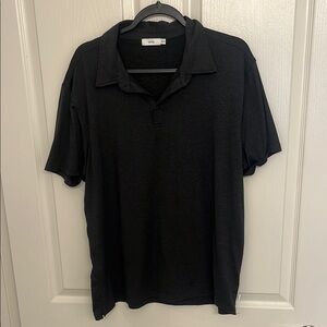 Onia Black Towel Terry Johnny Collar Polo